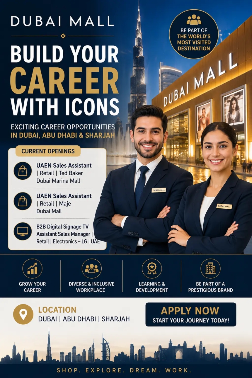 Dubai Mall Careers & Jobs Vacancy In Dubai, Abu Dhabi - Apply Now